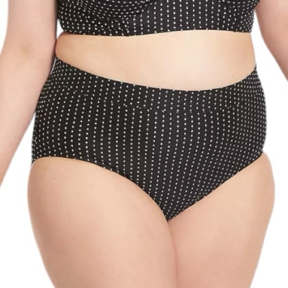 Lane Bryant Dot Texture Swim Brief in Black Size 18
